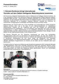 Presseinformation 1. Kármán-Konferenz bringt internationale