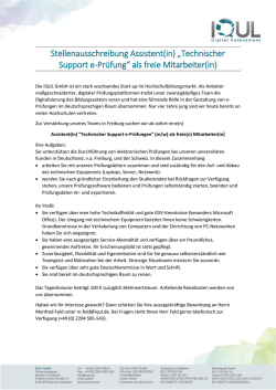 Stellenausschreibung Assistent(in) „Technischer