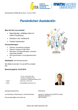 Persönliche/r Assistent/in - Institut für Textiltechnik