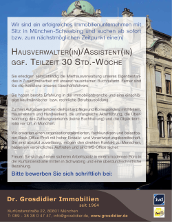 Hausverwalter(in) / Assistent(in) ggf. Teilzeit 30 Std.