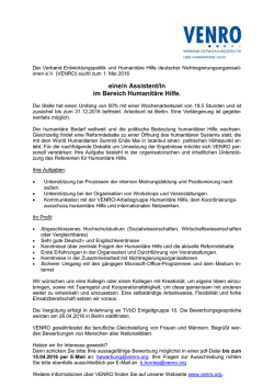 eine/n Assistent/in im Bereich Humanit&auml;re Hilfe.