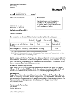 Musterbrief Pr&uuml;fungsbescheid nicht bestanden