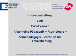 Infoveranstaltung zum EWS-Examen Allgemeine Pädagogik