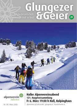 Haller Alpenvereinsabend Fr 6. M&auml;rz 19:00 h Hall, Kolpinghaus