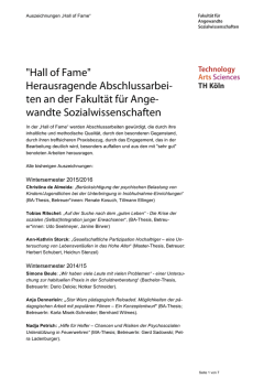 Hall of Fame - alle Auszeichnungen