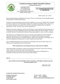 Offener Brief - Kreisfachverband » Fussball Mansfeld Südharz