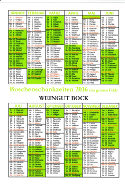Kalender - Weingut Bock