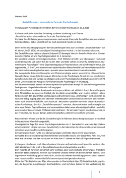 eine moderne Form der Psychotherapie, Werner Bock