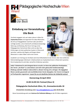 Einladung Ute Bock - Pädagogische Hochschule Wien