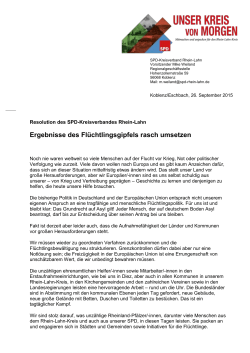 Ergebnisse des Flüchtlingsgipfels rasch umsetzen - SPD Rhein-Lahn