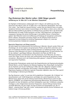Pressemitteilung Pop-Oratorium über Martin Luther: 3000 Sänger