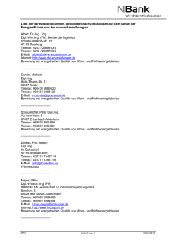Liste der der NBank bekannten, geeigneten Sachverständigen und