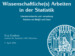 Wissenschaftliche(s) Arbeiten in der Statistik