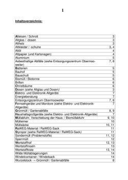 Inhaltsverzeichnis: Alteisen / Schrott 3 Altglas /