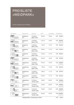 PREISLISTE «WEIDPARK»