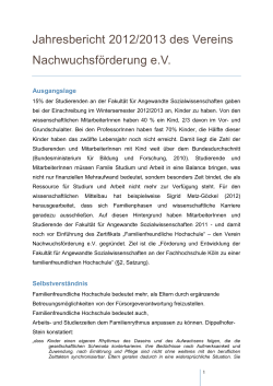 Jahresbericht 2012/2013 des Vereins Nachwuchsförderung e.V.