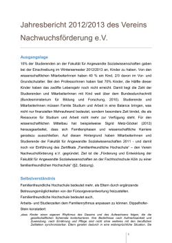 Jahresbericht 2012/2013 des Vereins Nachwuchsf&ouml;rderung e.V.