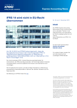 IFRS 14 wird nicht in EU-Recht übernommen