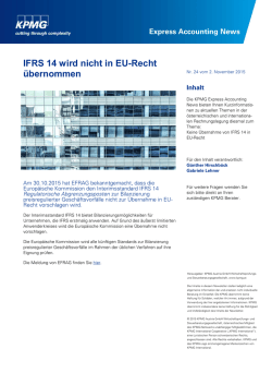 IFRS 14 wird nicht in EU-Recht übernommen