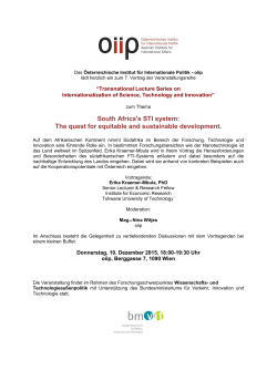 South Africa`s STI system: The quest for equitable and