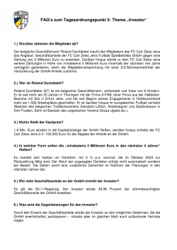 FAQs Investor - FC Carl Zeiss Jena