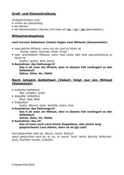Gro&szlig;- und Kleinschreibung Mitlautverdopplung Nach langem