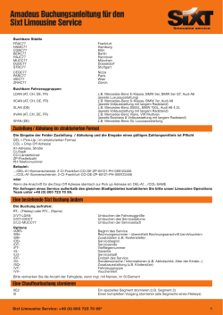Amadeus Buchungsanleitung für den Sixt Limousine Service