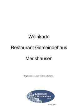 Weinkarte - Restaurant Gemeindehaus