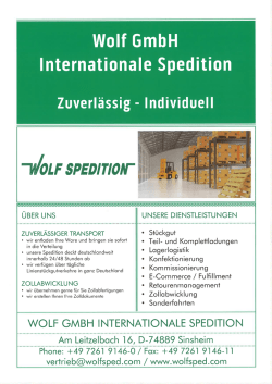 I nternationa le Sped&iexcl;t&iexcl;on Wolf GmbH