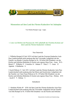 Mennoniten auf dem Land des Fürsten Kudaschew bei Judenplan