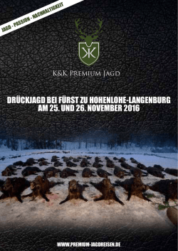 DR&Uuml;CKJAGD BEI F&Uuml;RST ZU HOHENLOHE
