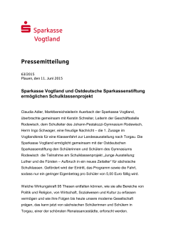 Pressemitteilung - Sparkasse Vogtland