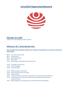 Jumu2016 Regionalwettbewerb Dienstag, 19.1.2016