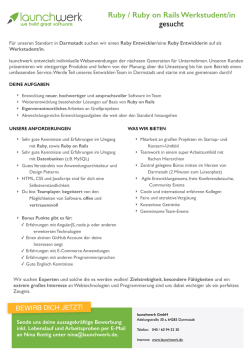 Ruby / Ruby on Rails Entwickler/in (m/w) als Werkstudent/in gesucht
