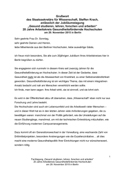 Gru&szlig;wort des Staatssekret&auml;rs f&uuml;r Wissenschaft, Steffen Krach
