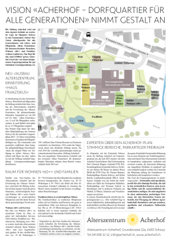 vision «acherhof – dorfquartier für alle generationen» nimmt gestalt an