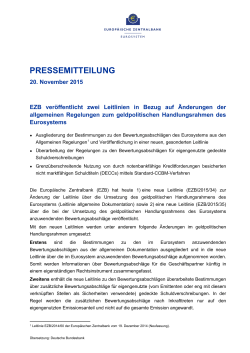 EZB veröffentlicht zwei Leitlinien in Bezug auf Änderungen der