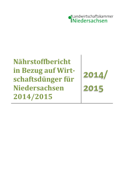 Nährstoffbericht in Bezug auf Wirtschaftsdünger für Niedersachsen