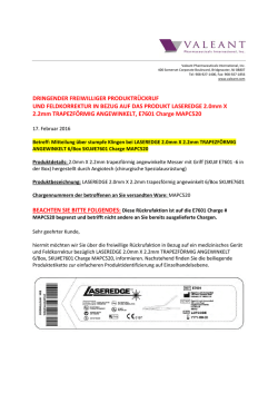 DRINGENDER FREIWILLIGER PRODUKTR&Uuml;CKRUF UND