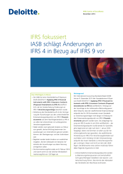 IFRS fokussiert IASB schlägt Änderungen an IFRS 4 in Bezug auf