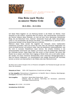 Eine Reise nach Mexiko zu unserer Mutter Erde 28.11.2016