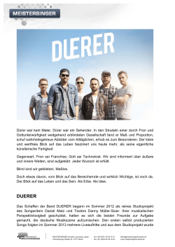 duerer - MEISTERSINGER &rsaquo; Konzerte & Promotion GmbH