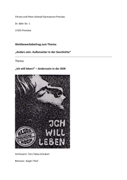 Ich will leben! - Uckerm&auml;rkischer Geschichtsverein zu Prenzlau eV