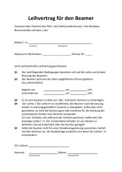 Leihvertrag für den Beamer - Studentenwohnheim PAH Kiel