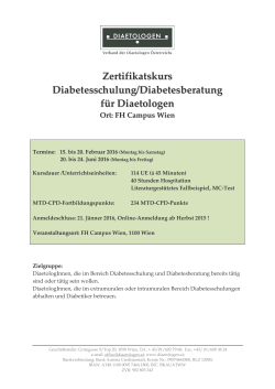 Zertifikatskurs Diabetesschulung/Diabetesberatung für Diaetologen