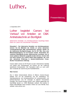 Luther begleitet Carraro bei Verkauf von Anteilen an O&K