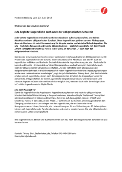 Jufa begleitet Jugendliche auch nach der obligatorischen Schulzeit