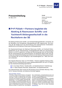 P+P Pöllath + Partners begleitet die Abeking & Rasmussen Schiffs