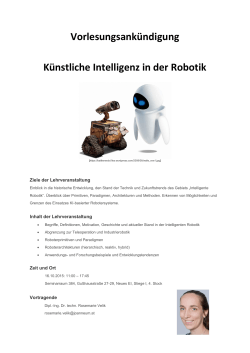 Vorlesungsankündigung Künstliche Intelligenz in der Robotik