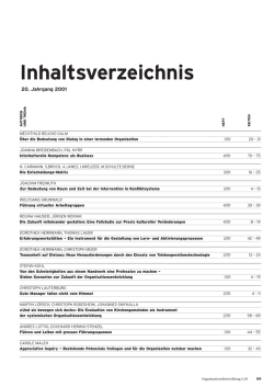 Jahresinhalt 2001 - Organisationsentwicklung
